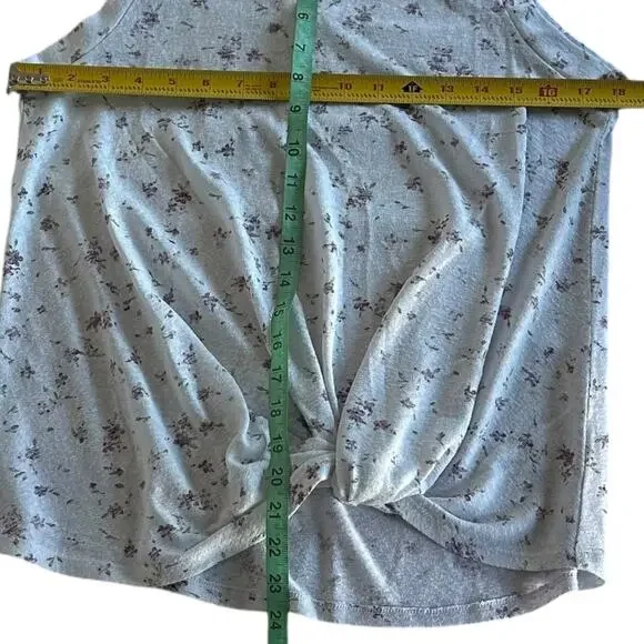 Bobeau Floral Faux Tie Front Tank Top - Picture 2 of 6